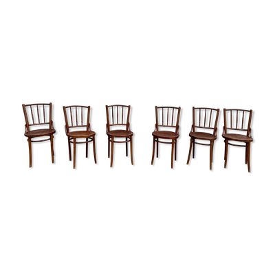 Série de 6 chaises bistrot troquet parisien 1950