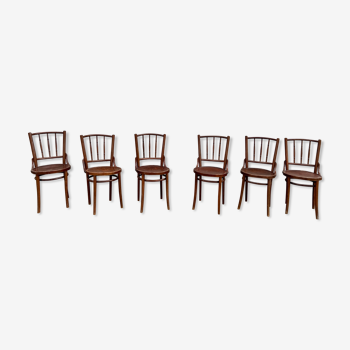Series of 6 parisian bistro chairs 1950