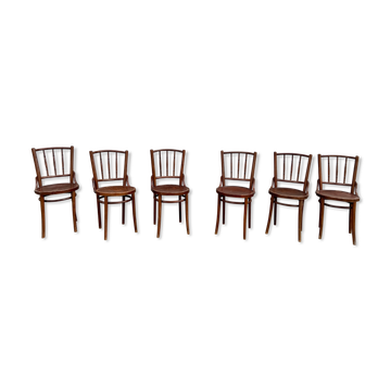 Series of 6 parisian bistro chairs 1950
