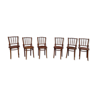 Series of 6 parisian bistro chairs 1950