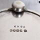 Salt, pepper and mustard shaker set in chiseled glass and silver metal