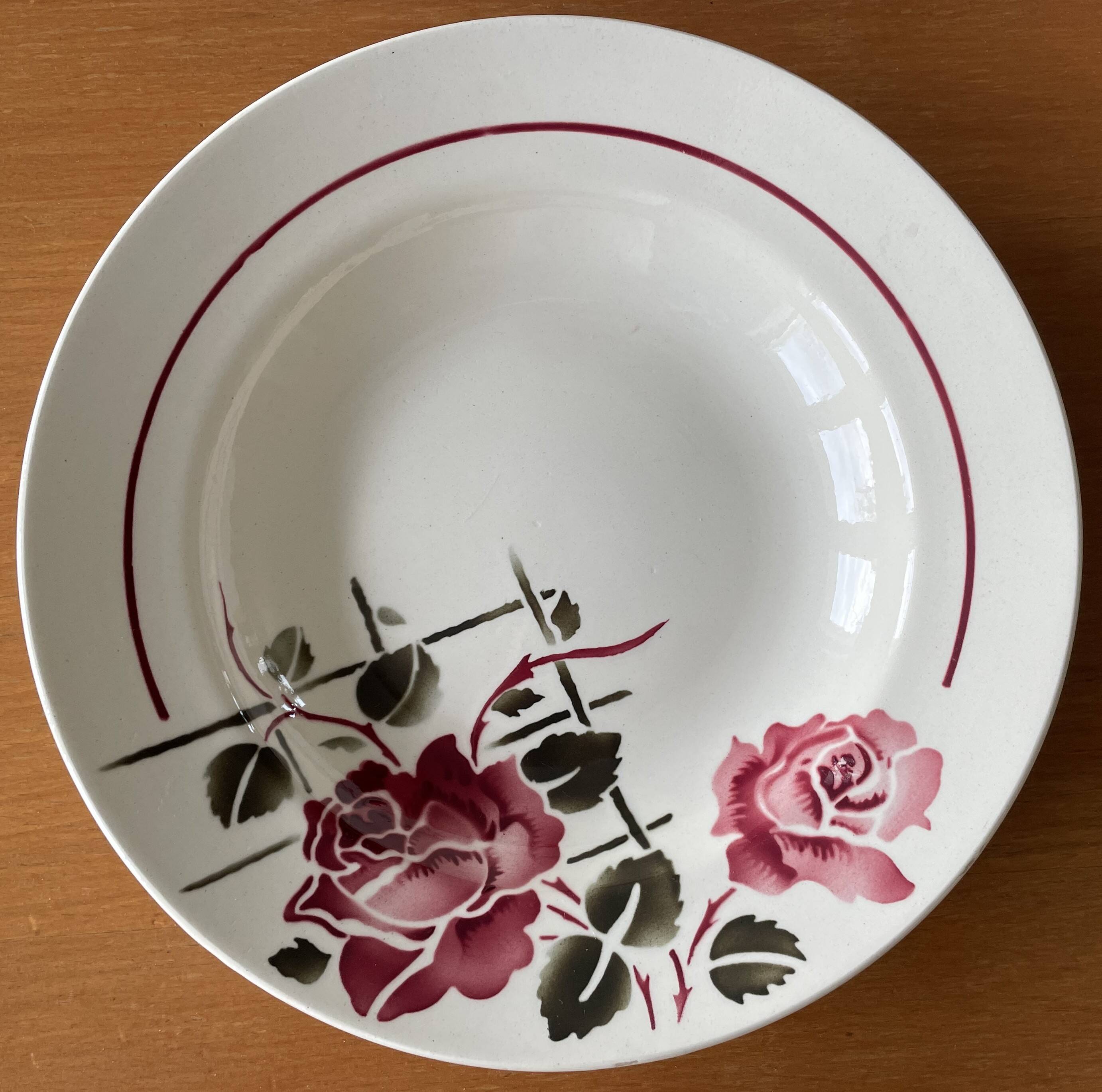 6 antique deep plates in faience from badonviller