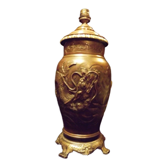 Pied de lampe en bronze Japon