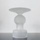 Sculptural candle holder in frosted glass.