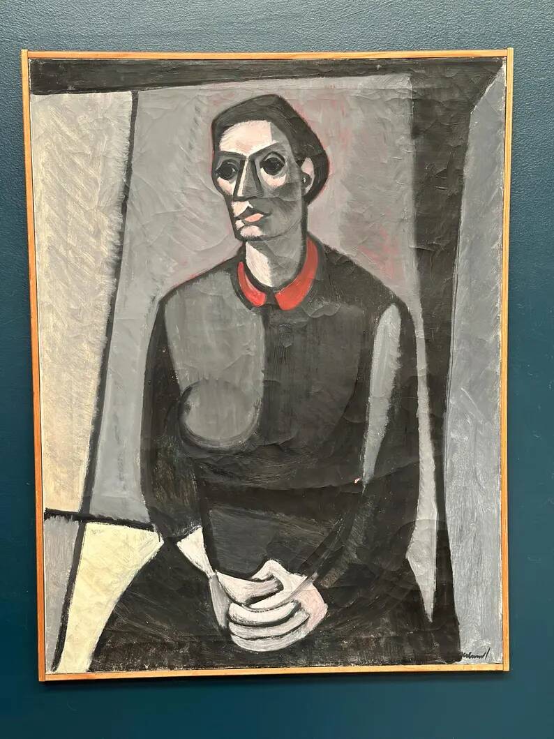 Large Original Swedish Oil on Canvas – "Portrait of Mme S" by Axel Ekelund – Signed – Vintage and Framed – 89 × 67 cm (35" × 26.4")