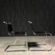 Paire de chaises S33 cuir noir et chrome