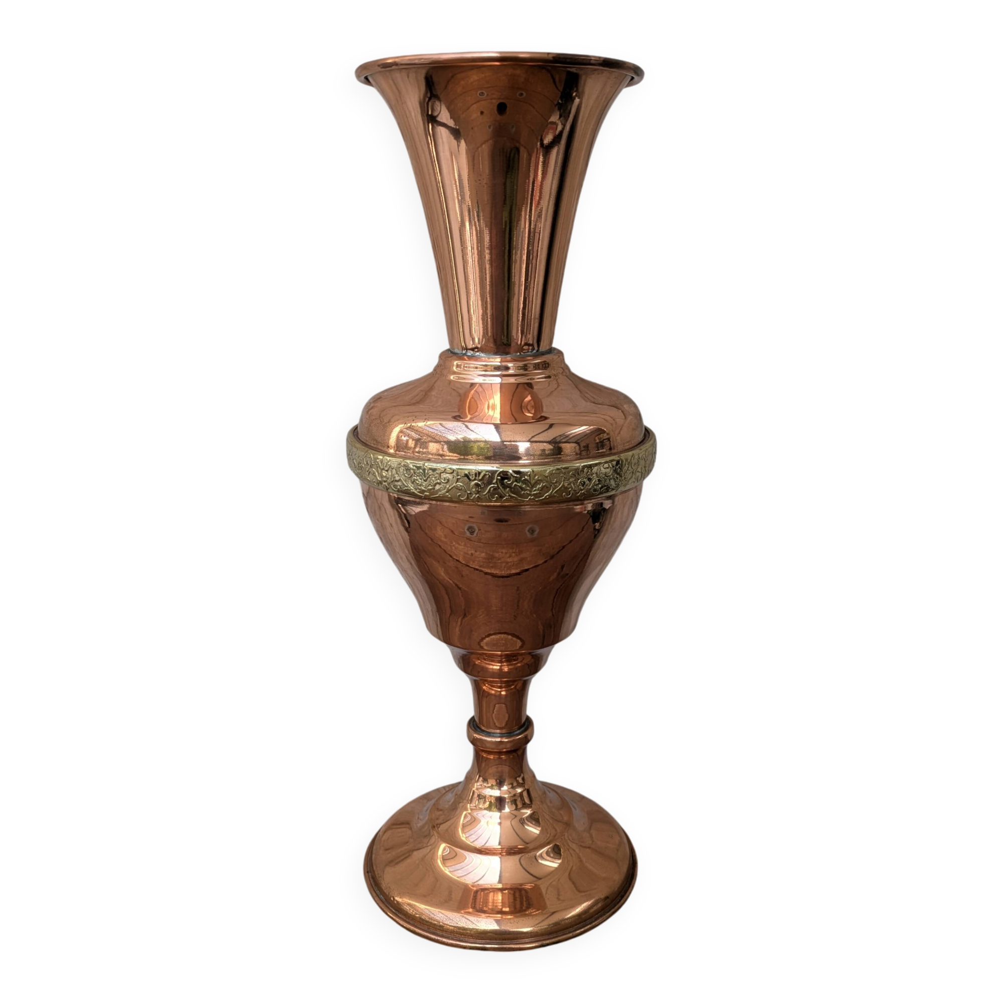 Ancient large copper vase from Villedieu les Poêles Gaor H37.5cm