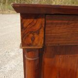 Buffet Empire, plateau en losanges, marqueterie de bois