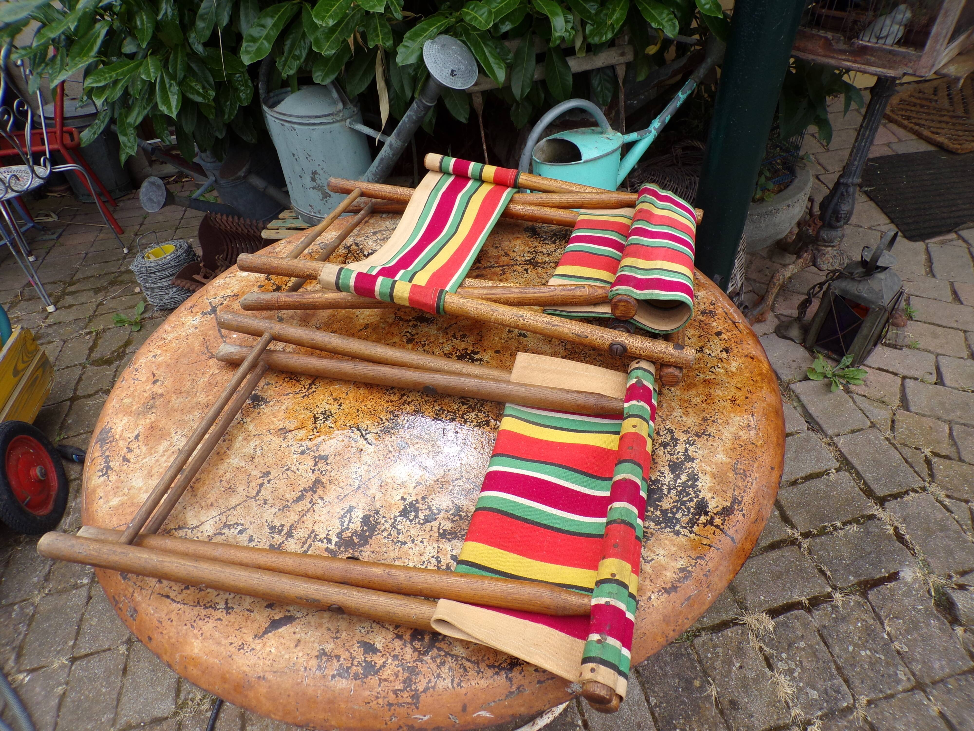 Vintage camping armchair and stool