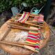 Vintage camping armchair and stool