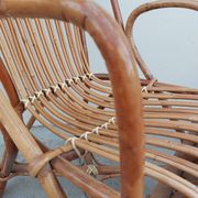 Set bench table and two armchairs in rattan 1950 vintage