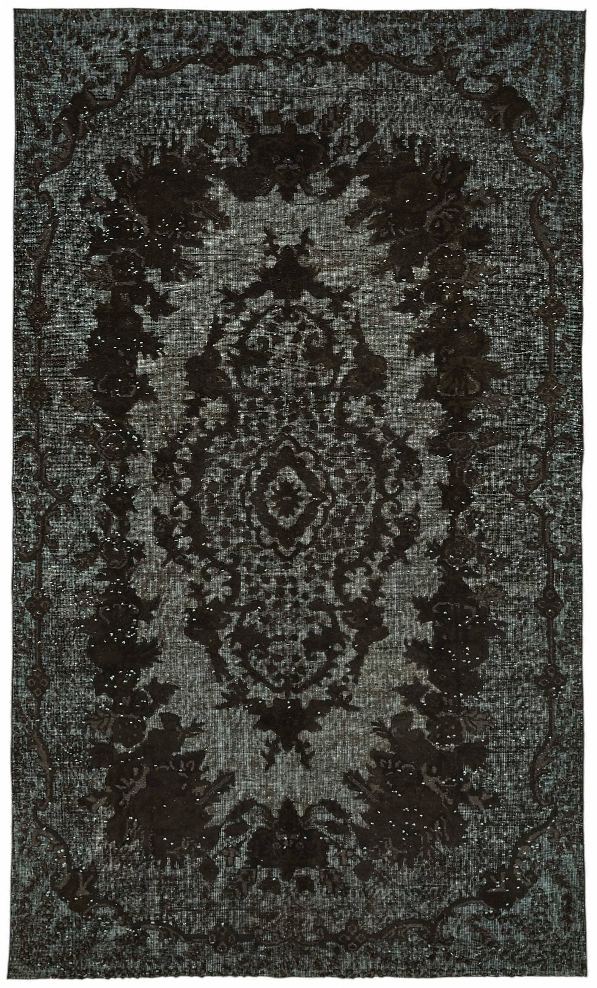 Overdyed Wool Vintage Handmade Carved Rug 173 cm x 290 cm
