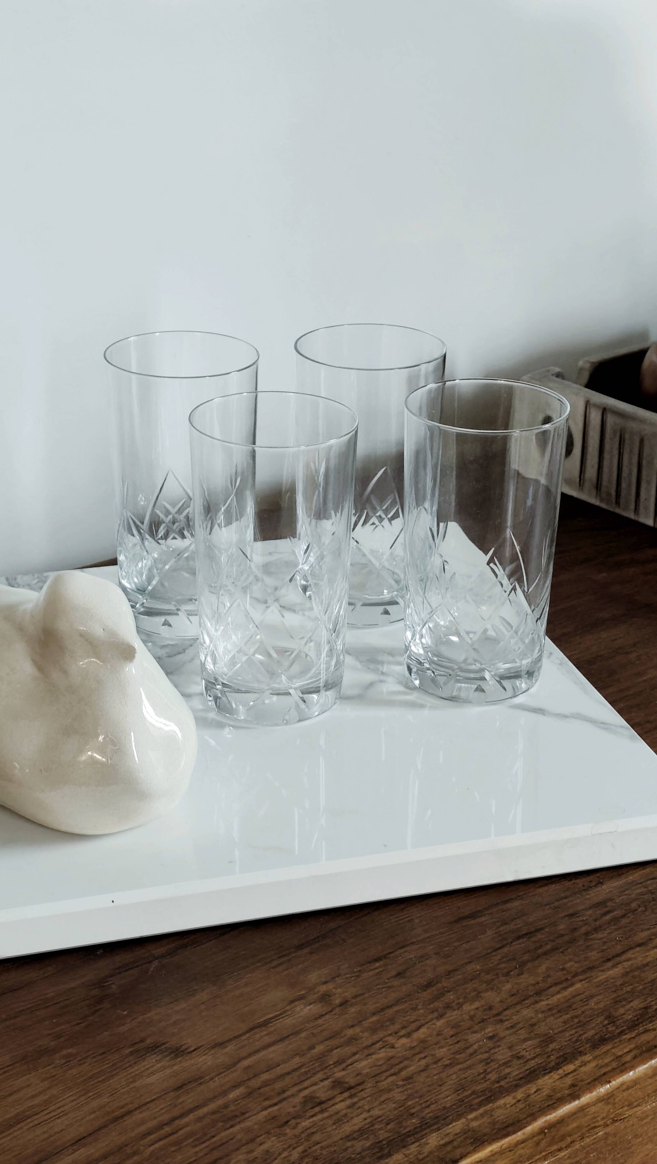 Set of 4 cut crystal orangeade glasses