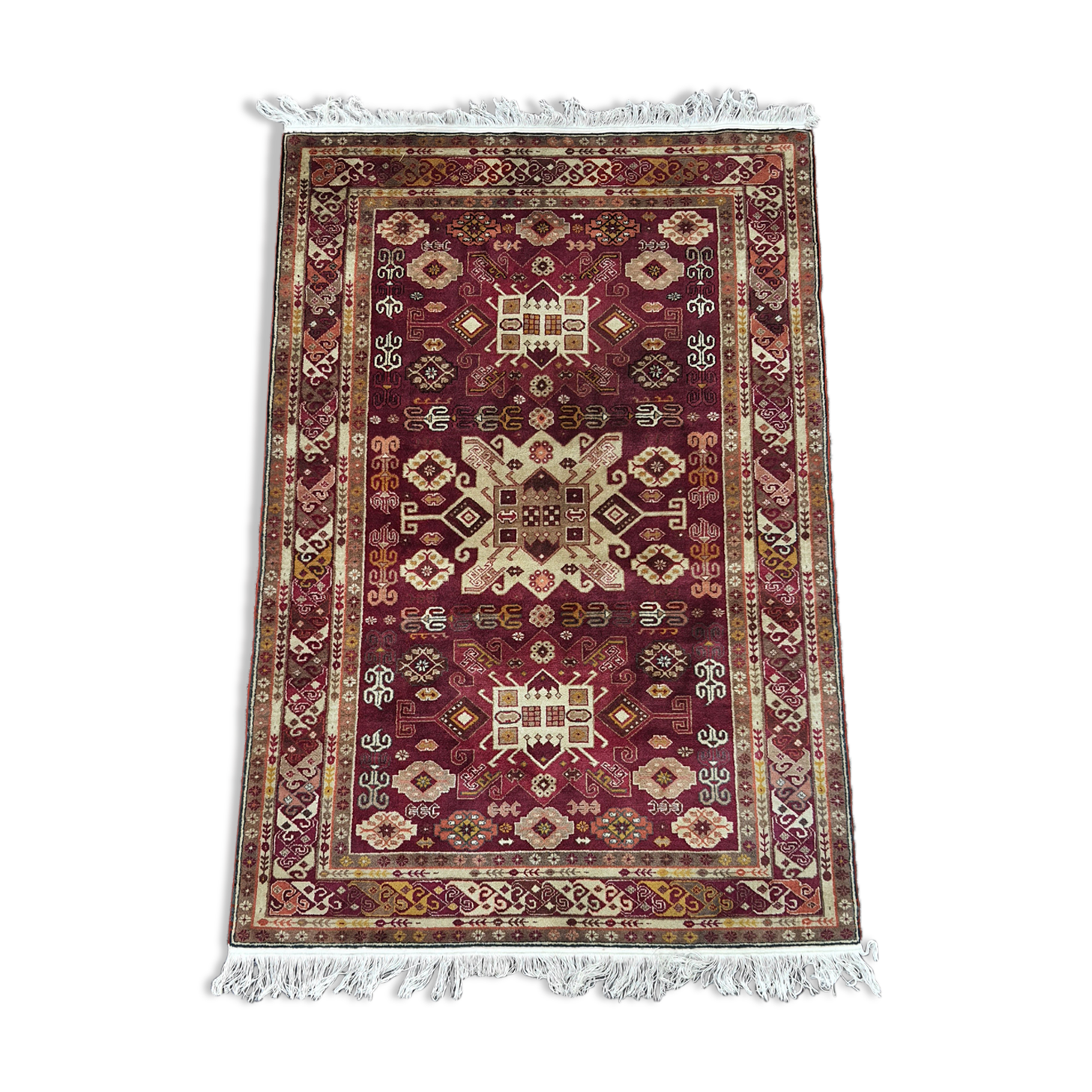 Handmade wool and silk carpet Kazakhstan 204x126 cm