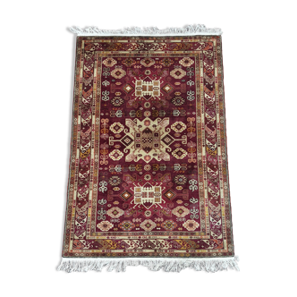 Handmade wool and silk carpet Kazakhstan 204x126 cm