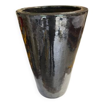 Cache-pot en grès noir