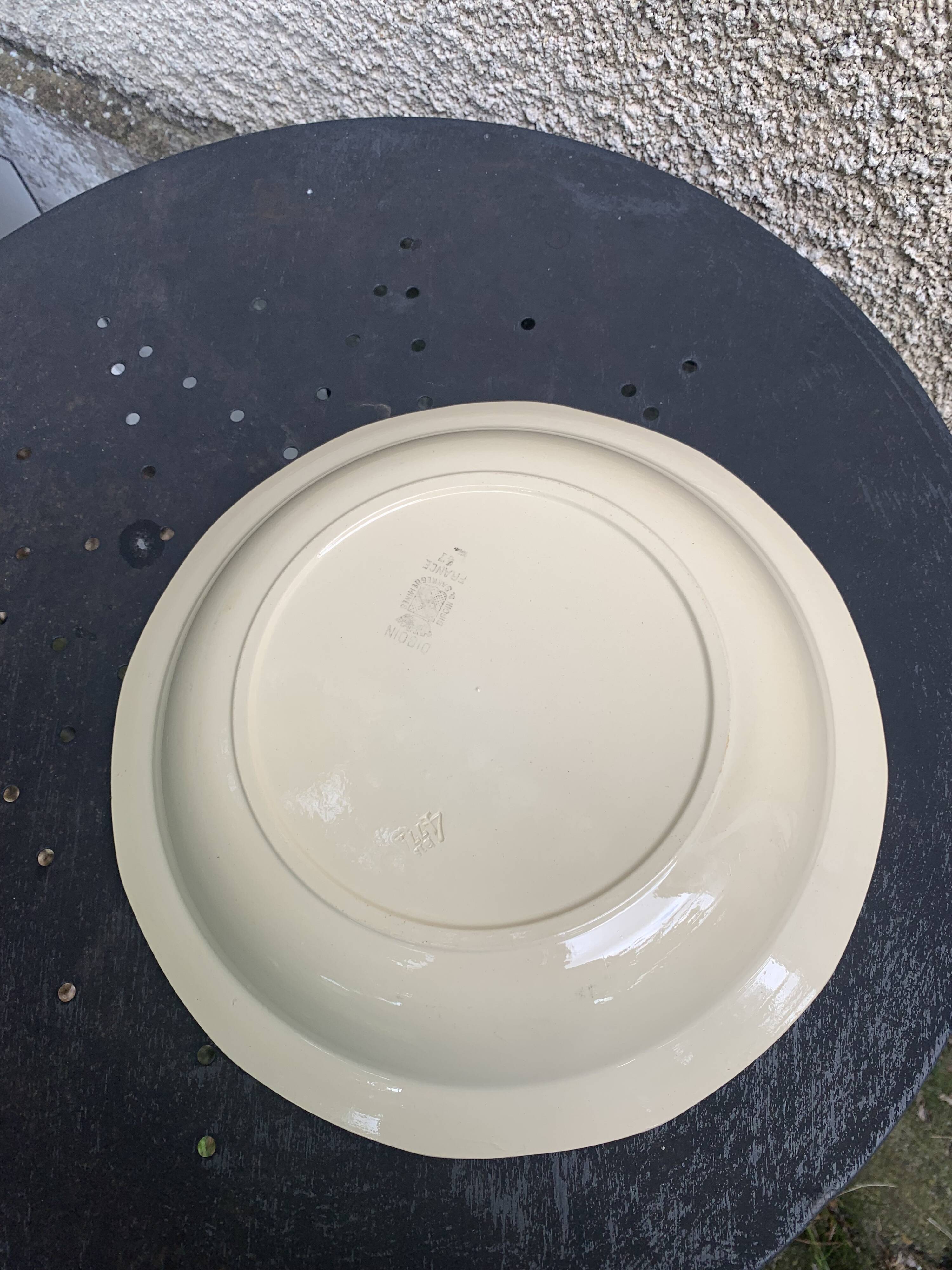 Hollow dish with blue rose motif, octagonal, vintage Digoin