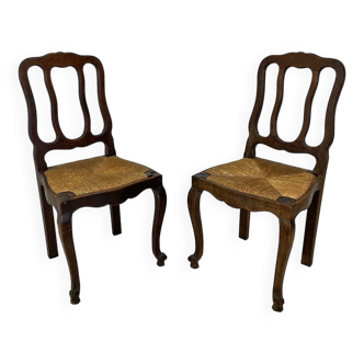 Pair of straw chairs 1900