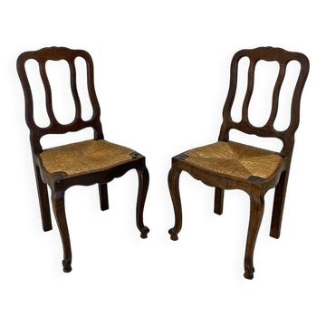 Pair of straw chairs 1900