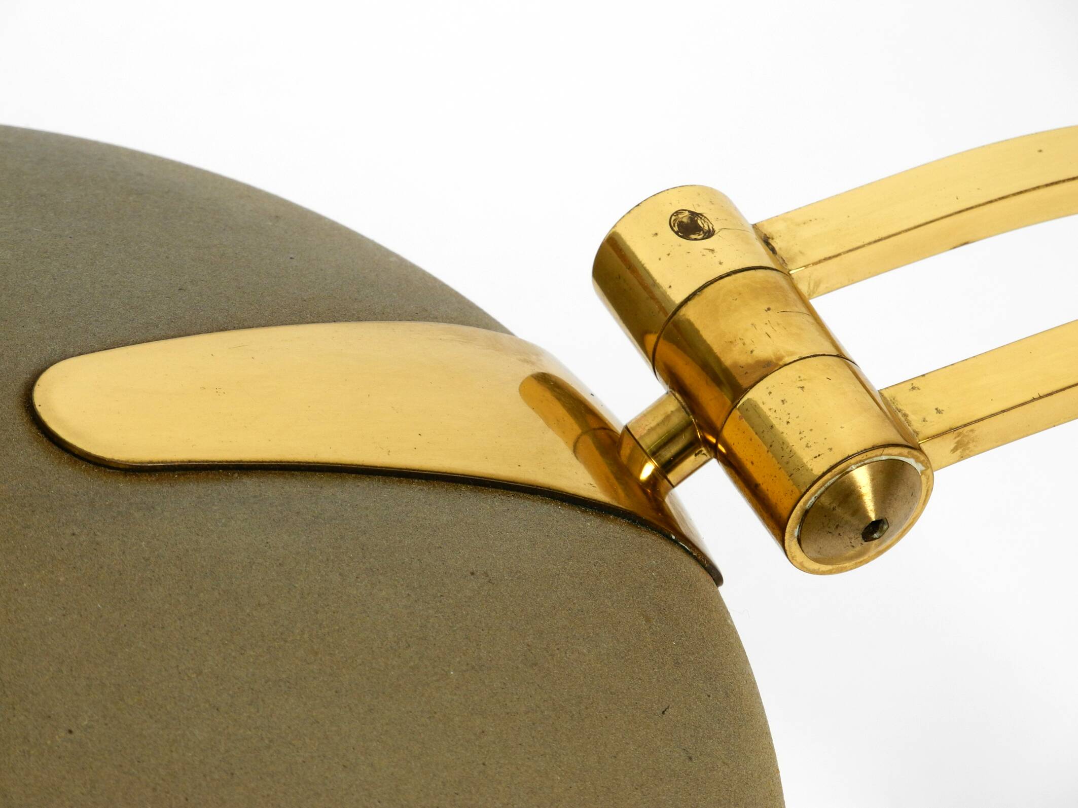 Huge 1970s brass table lamp with adjustable neck and shade from Hillebrand