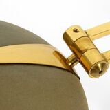 Huge 1970s brass table lamp with adjustable neck and shade from Hillebrand