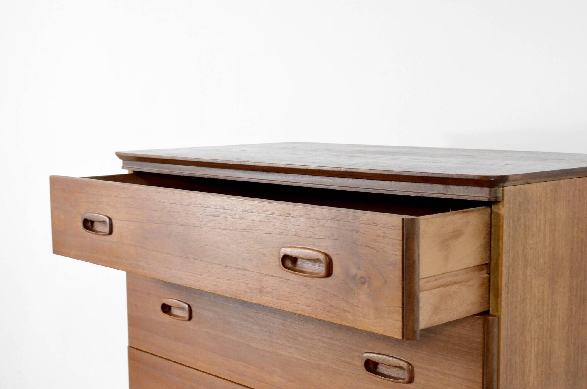 Midcentury Tallboy / Chest Of Drawers In Teak. Vintage Modern / Scandinavian / Retro / Danish Style