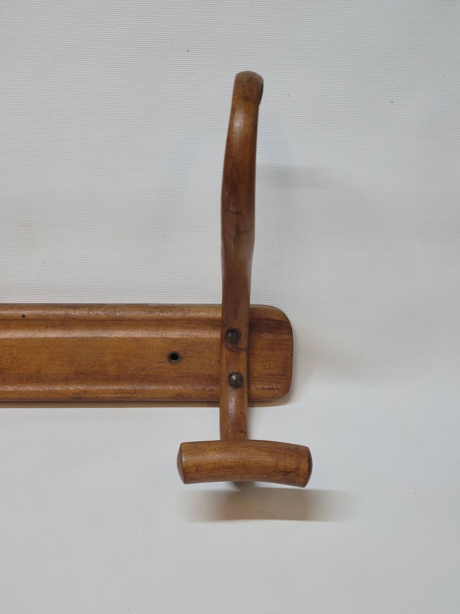 Double Patère bistrot Porte Manteau en bois courbé début XXème