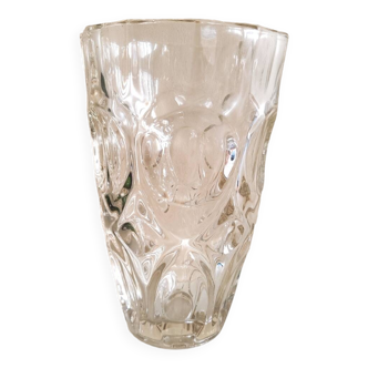 Vase en verre moulé années 60