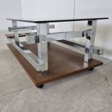 Vintage teak and chrome bar coffee table, 1960s