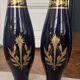 Paire de vases Gustave Asch bleu de Tours – décor Empire doré
