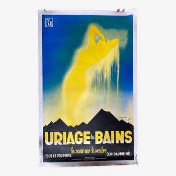 Affiche tourisme originale "Uriage-les-Bains" la santé par le soufre 62x100cm 1936