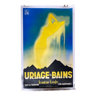 Affiche tourisme originale "Uriage-les-Bains" la santé par le soufre 62x100cm 1936