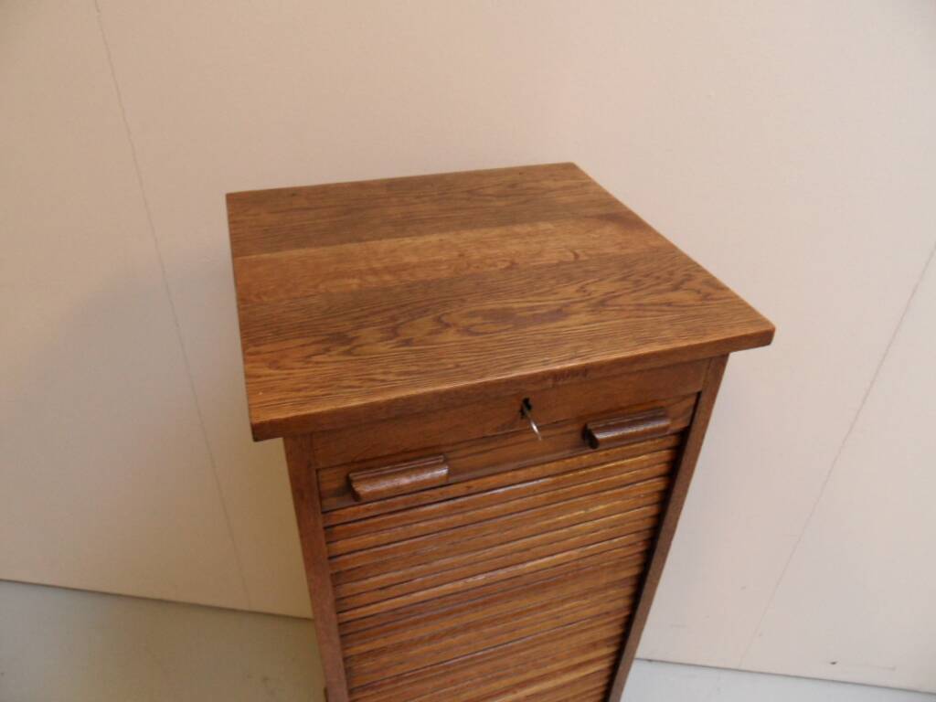 Antique oak filing cabinet with roller shutter