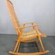 Rare Midcentury Wood and Rattan Rocking Chair, Denmark, 1960s