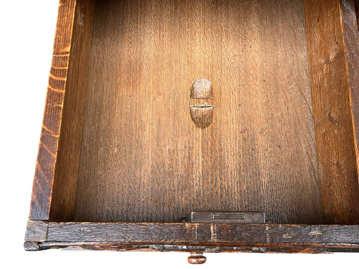 Desk with tiered secret drawer in solid oak Louis XIII