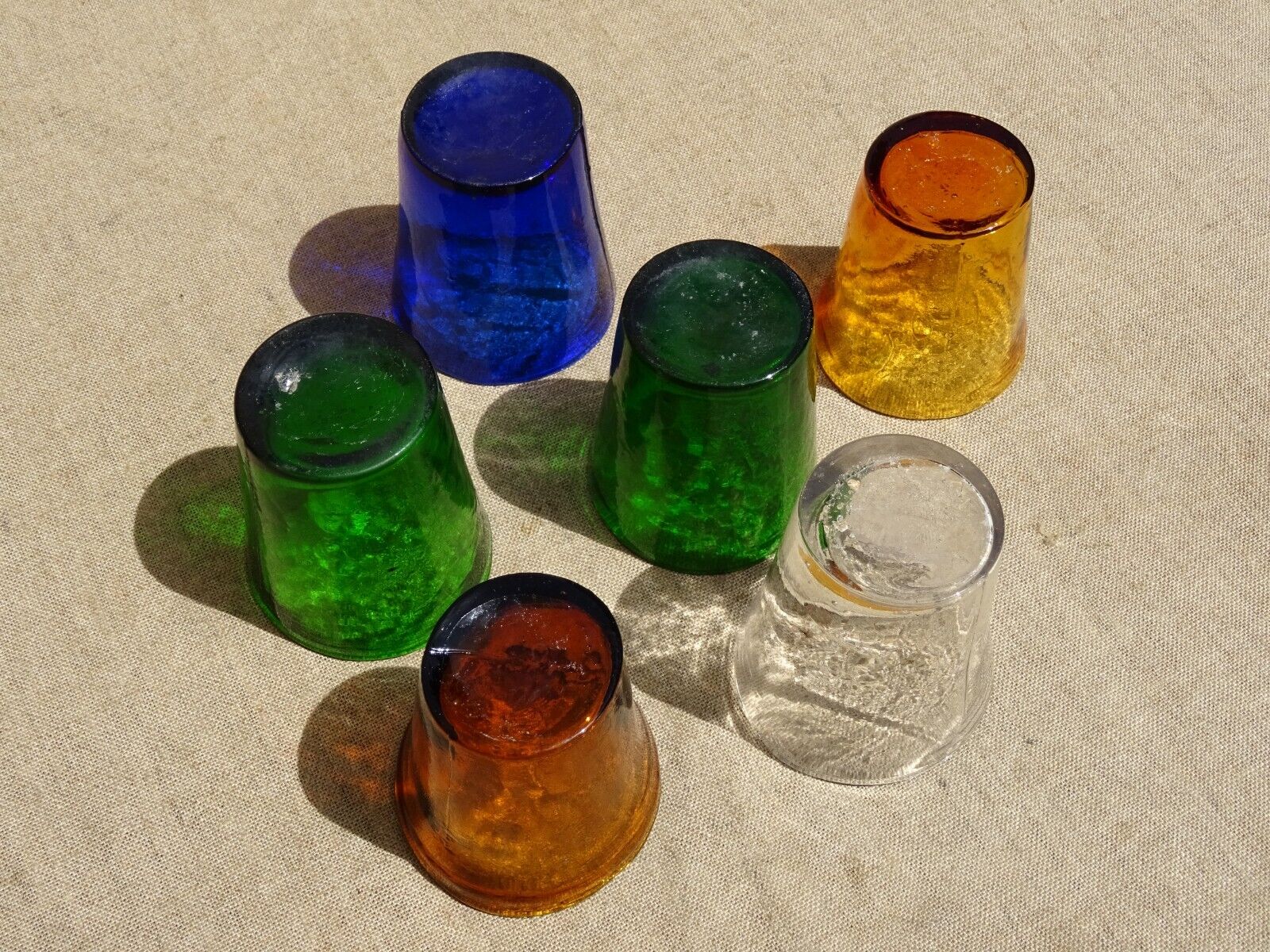 6 old lights photophore blown glass XVIII XIX th folk art