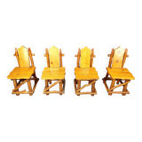 Vintage brutalist dining chairs, set of 4 - 1960s