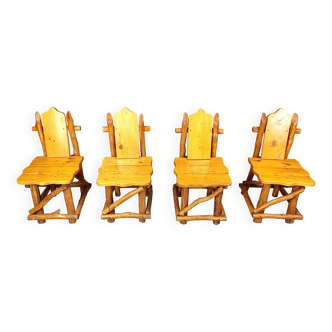 Chaises de salle à manger brutalistes vintage, lot de 4 - années 1960
