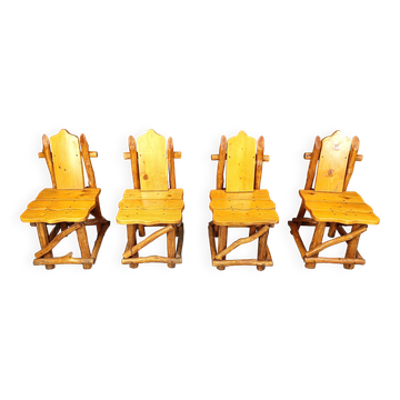 Vintage brutalist dining chairs, set of 4 - 1960s