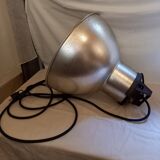 Industrial pendant light, aluminum globe, workshop style