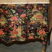 Antique Chinoiserie Commode Hand-Painted with Marble Top