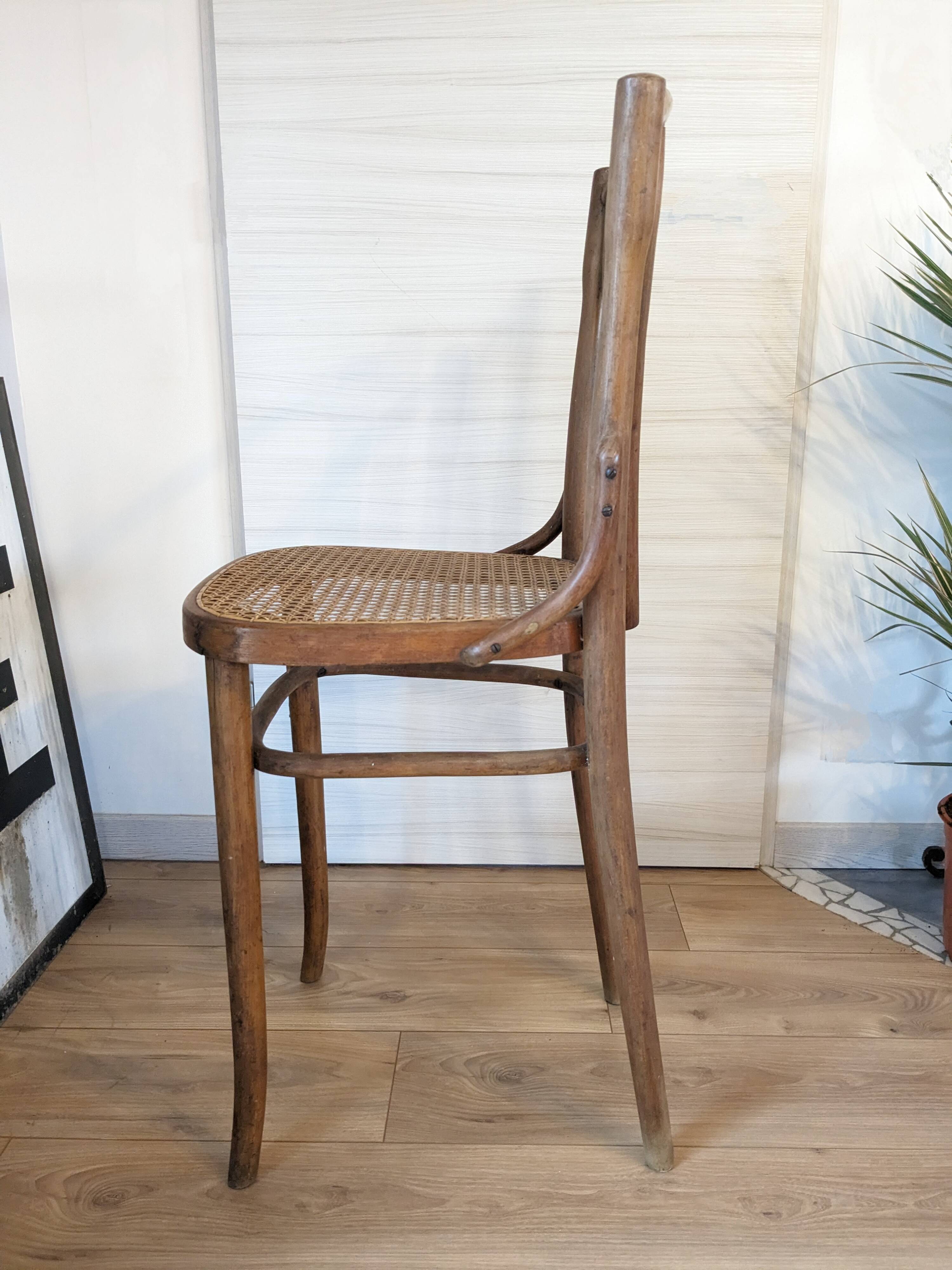 High cane bistro chair and curved wood