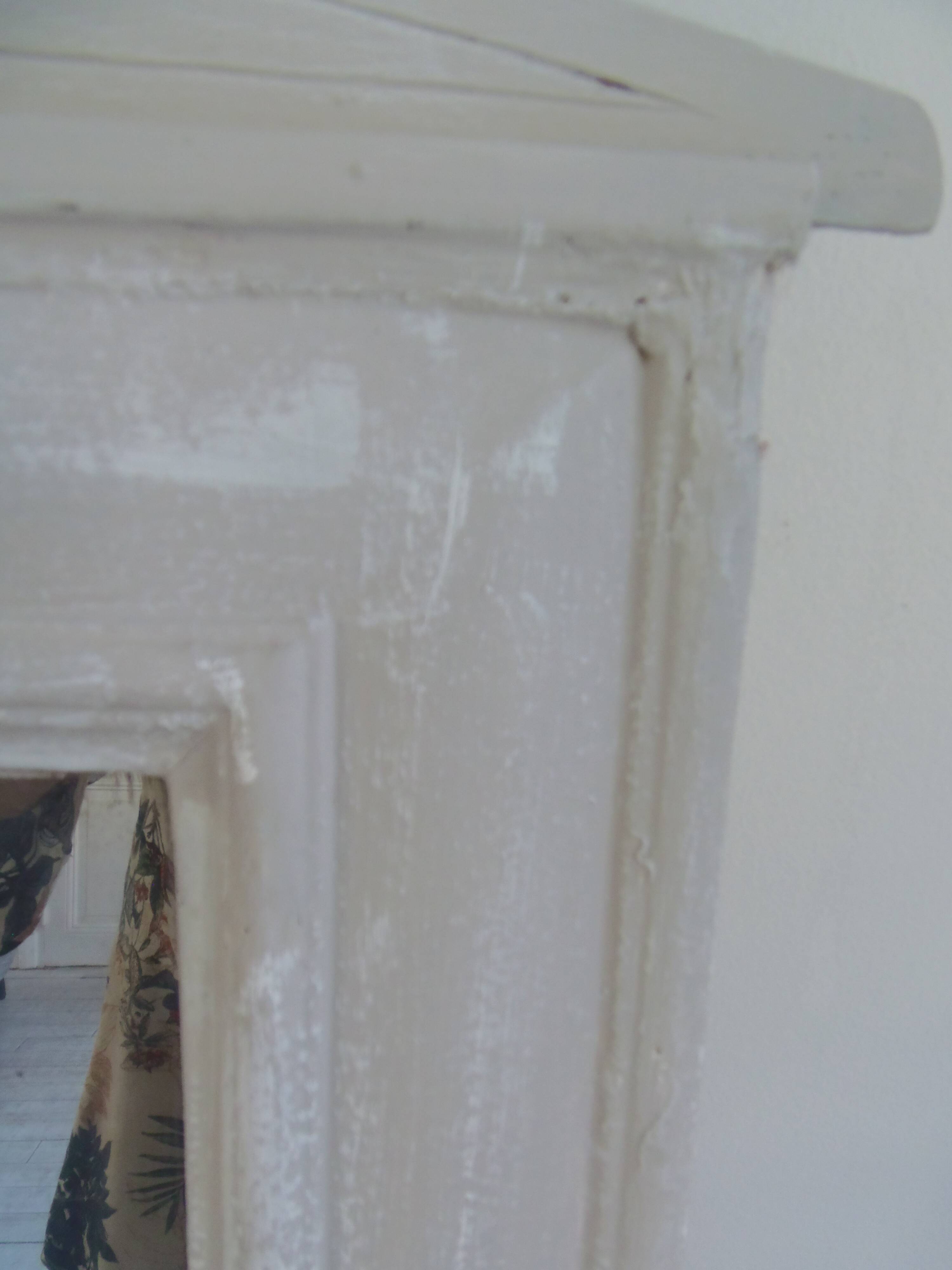 Antique trumeau mirror with pearl grey and powdered white patina