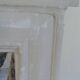 Antique trumeau mirror with pearl grey and powdered white patina