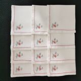 Lot de 12 serviettes de table broderie fleur