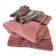 Tablecloth and 12 coral and grey napkins in a retro Scandinavian 1960s style.