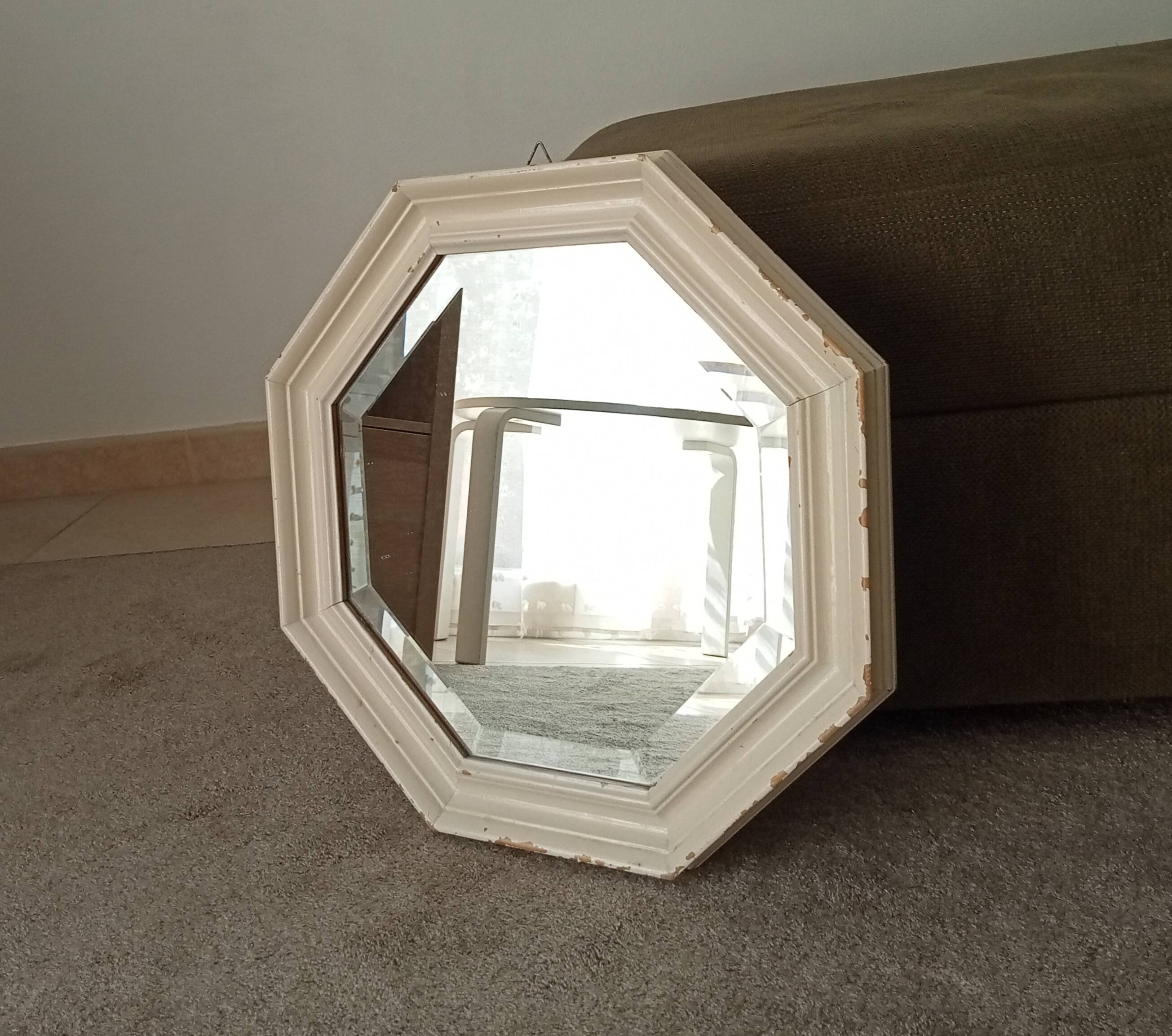 Miroir vintage octogonale biseauté style shabby chic