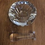 Baccarat Crystal Ashtray, Mortar and Pestle design, Stamped, France
