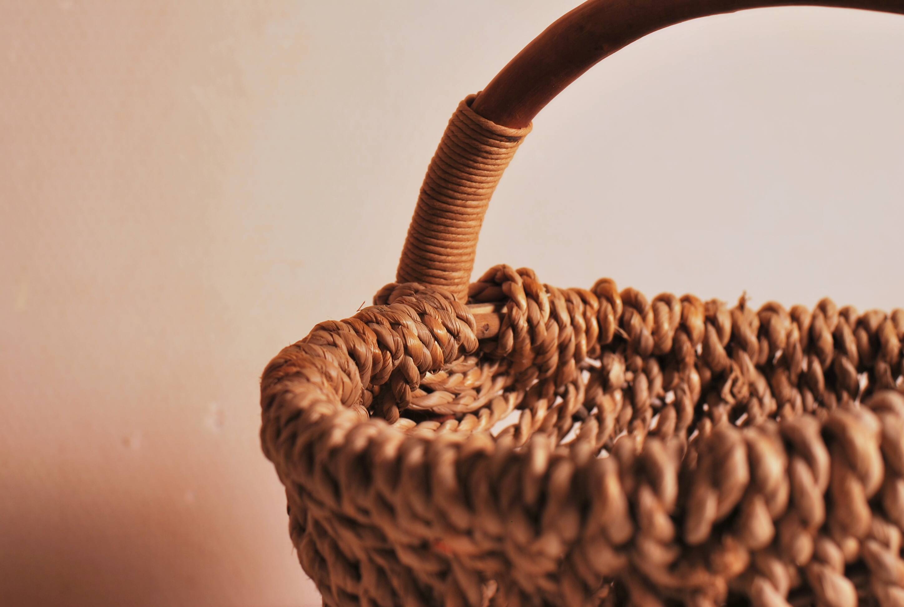 antique french handmade collection basket, woven basket