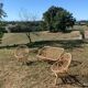 Sofa and its two vintage rattan armchairs